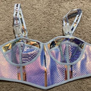 Dolls Kill Club Exx Holographic Bra Top - Womens M - Rave festival wear